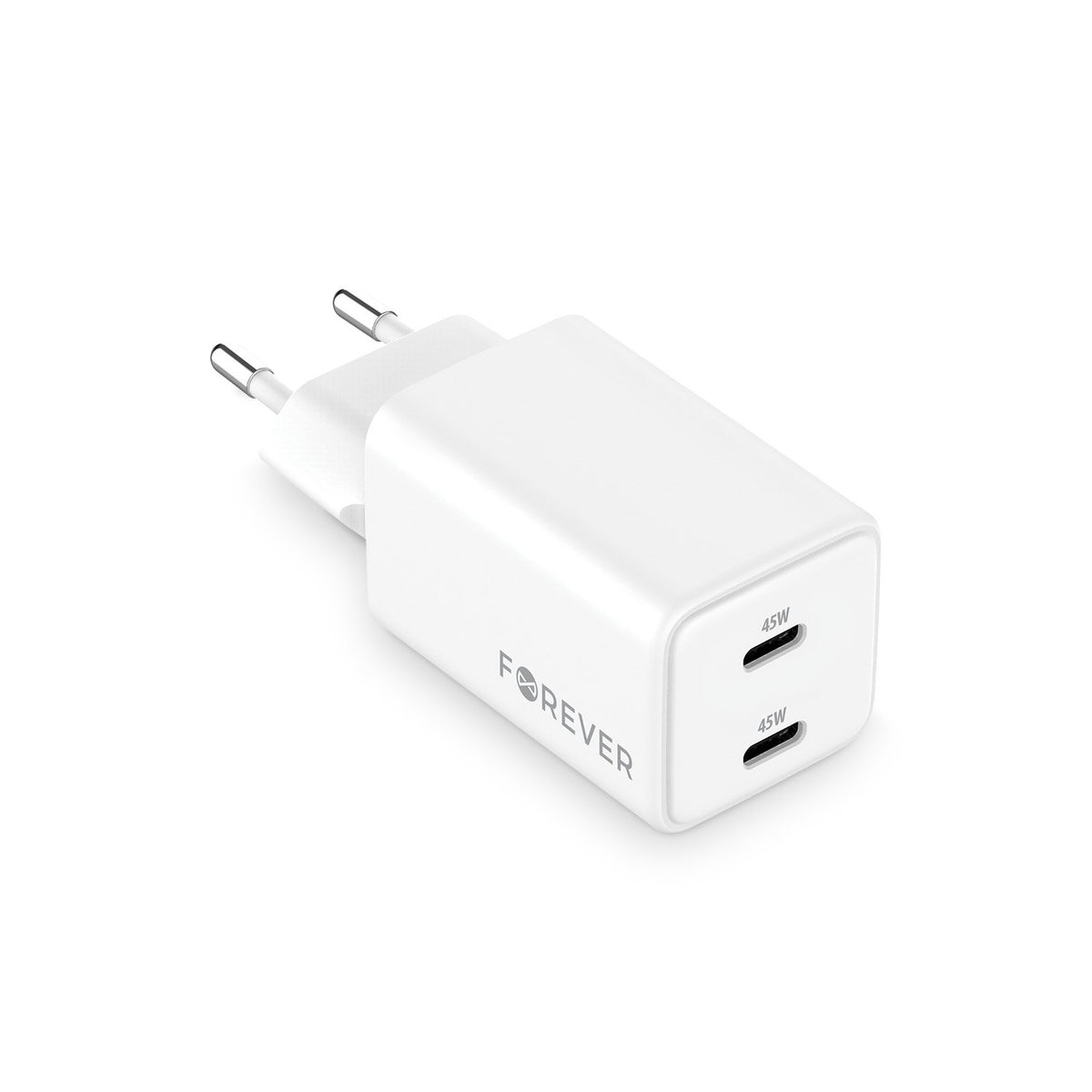 Forever lādētājs TC-08-45CC GAN PD 2x USB-C 45W, balts