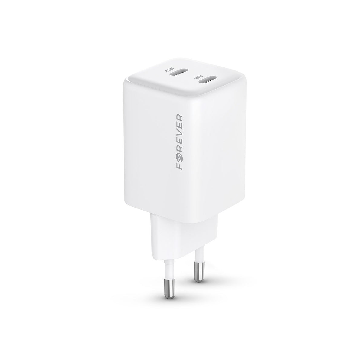 Forever lādētājs TC-08-45CC GAN PD 2x USB-C 45W, balts