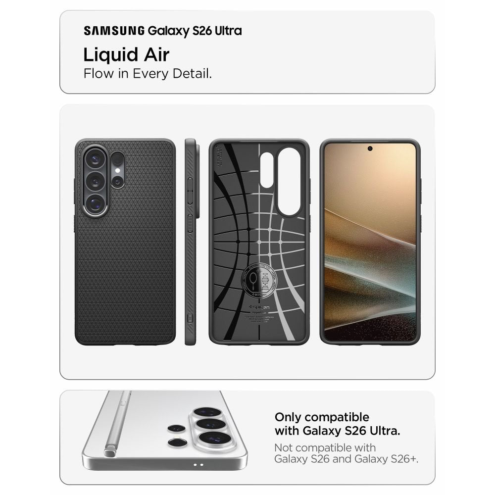 SPIGEN LIQUID AIR GALAXY S26 ULTRA MATĒTĀ MELNA