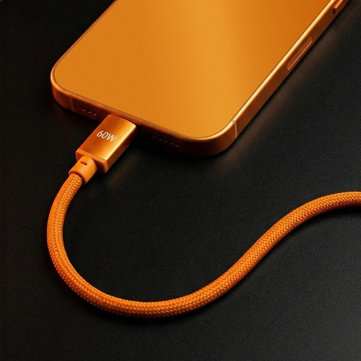 Forever Vibe USB-C – USB-C kabelis, 1,0 m, 60 W, oranžs