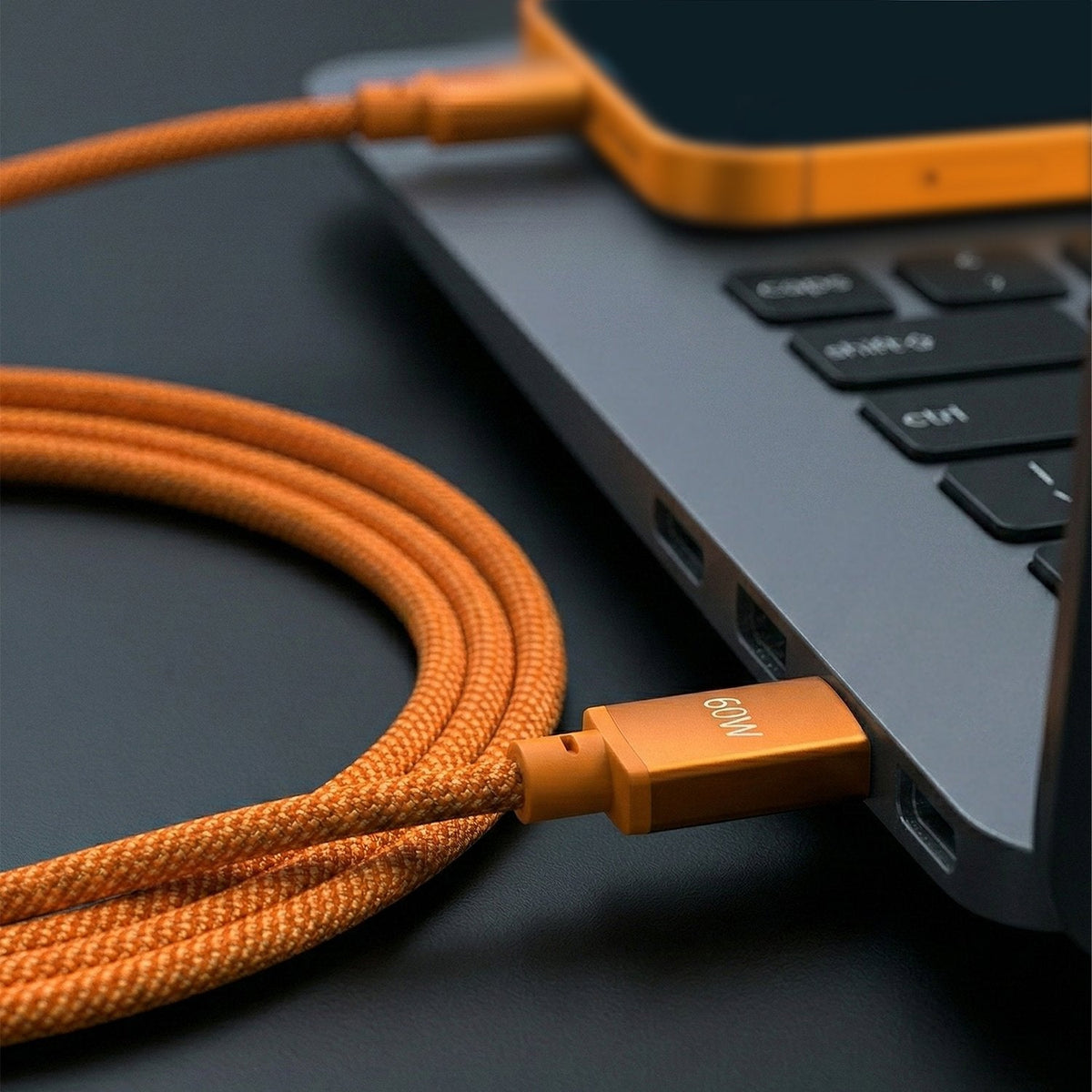 Forever Vibe USB-C – USB-C kabelis, 1,0 m, 60 W, oranžs
