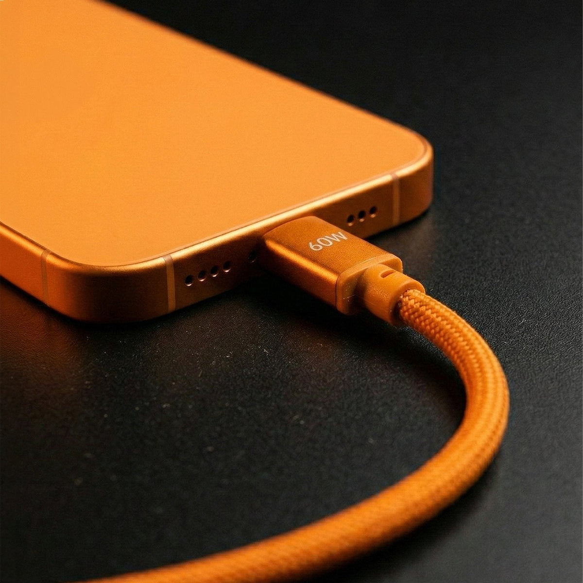 Forever Vibe USB-C – USB-C kabelis, 1,0 m, 60 W, oranžs