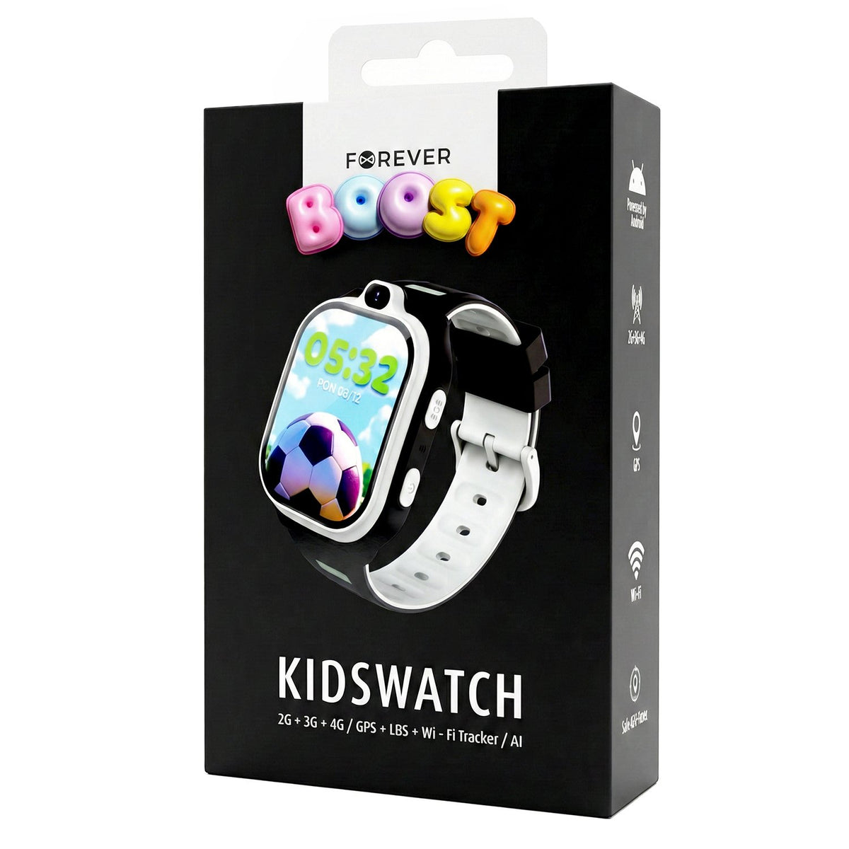 Forever viedpulkstenis GPS WiFi 4G Kids Boost KW-530, melns