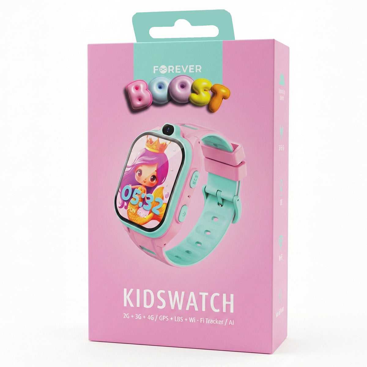 Forever viedpulkstenis GPS WiFi 4G Kids Boost KW-530, rozā
