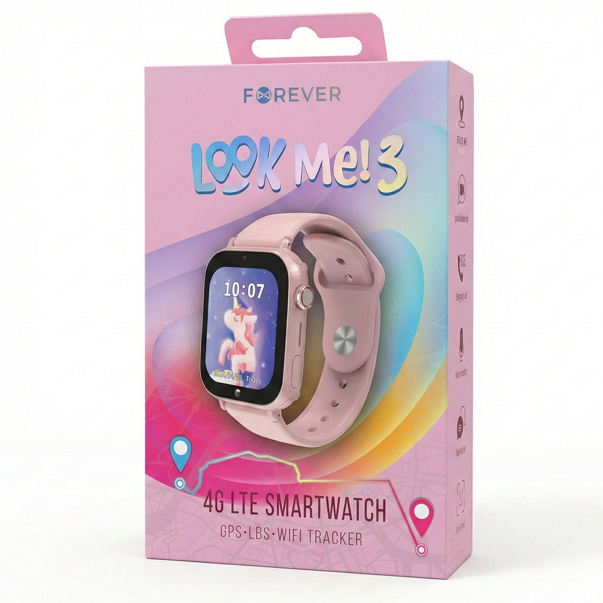 Forever viedpulkstenis GPS WiFi 4G Kids Look Me! 3 KW-520, rozā