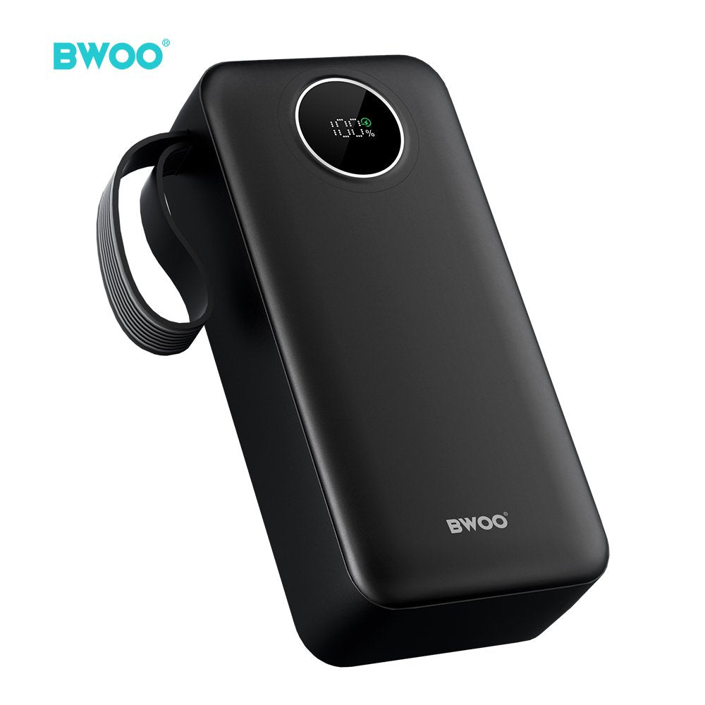 BWOO 22,5W 30000 mAh ārējā baterija ar LCD ekrānu, melna