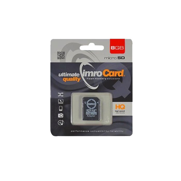 Imro atmiņas karte 8GB microSDHC cl. 10 + adapteris