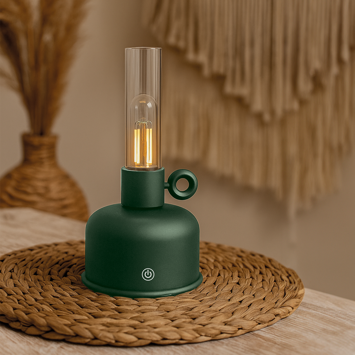 „Forever Light“ vintage stila naftas krāsas LED lampa FLR-04, pudeles zaļa