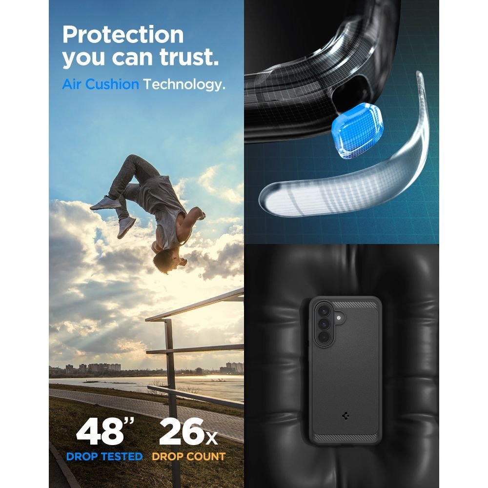 Spigen Rugged Armor vāciņš Samsung Galaxy A57 5G, matēti melns