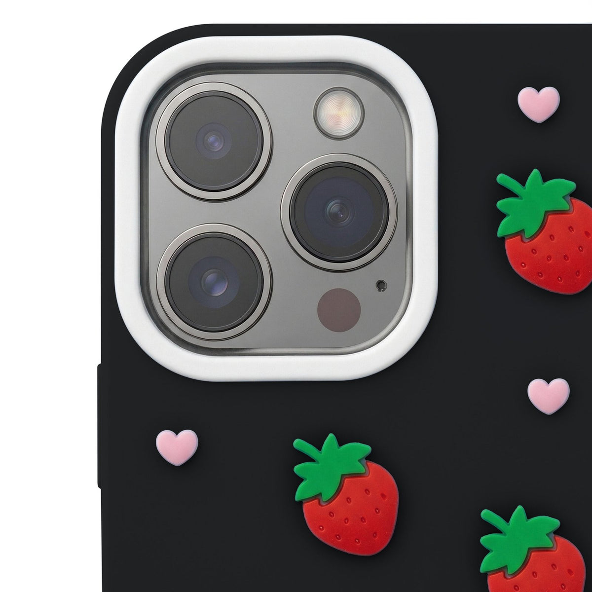 Zemeņu motīva vāciņš iPhone 16 Pro Max 6,9" melns
