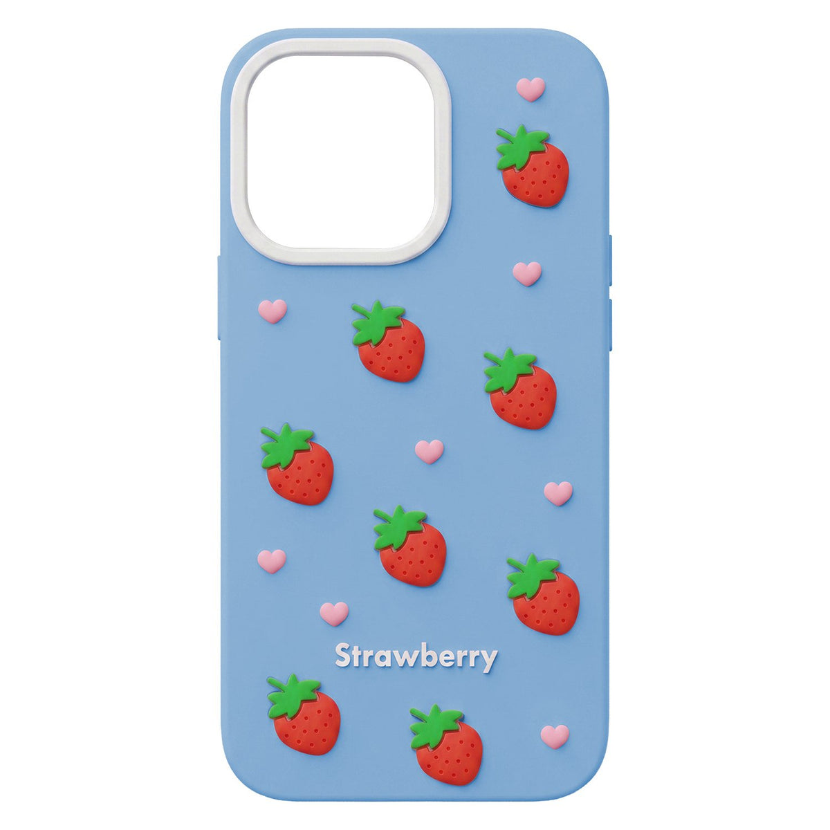 Zilais zemeņu motīva iPhone 11 vāciņš