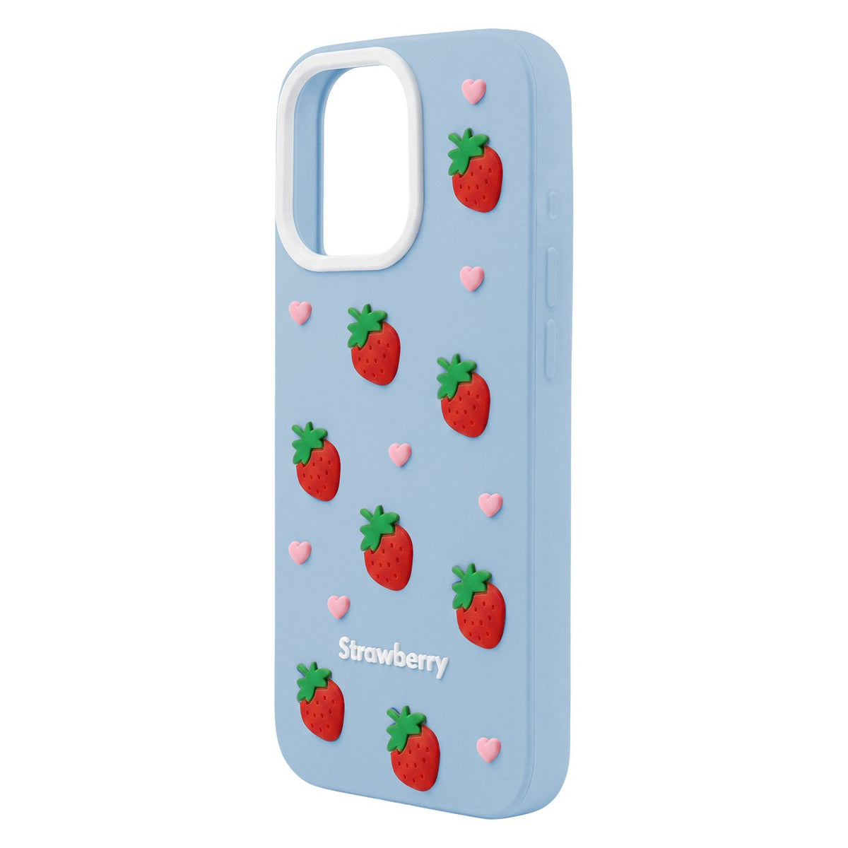 Zilais zemeņu motīva vāciņš iPhone 12 / 12 Pro 6,1"