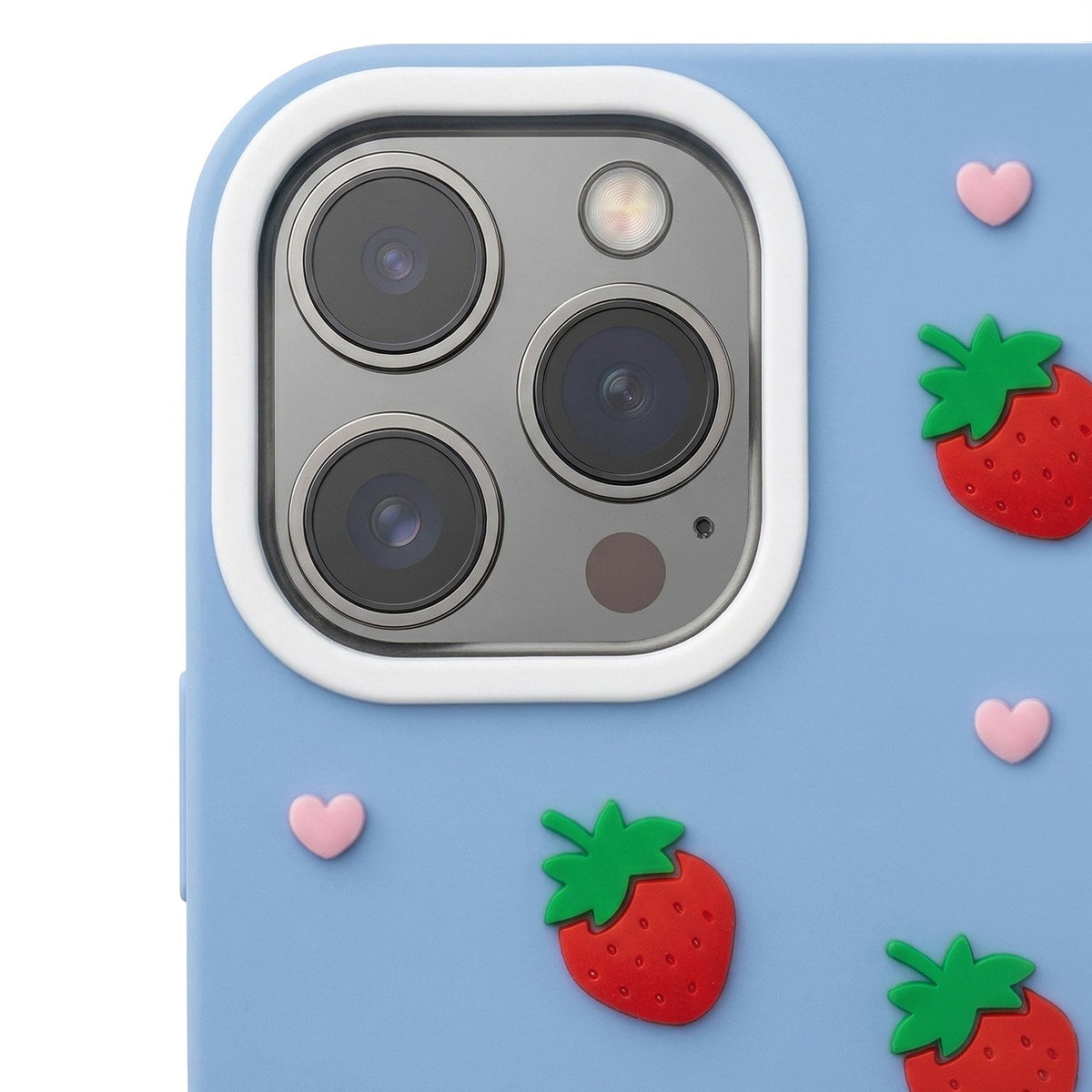 Zilais zemeņu motīva vāciņš iPhone 16 Pro Max 6,9"