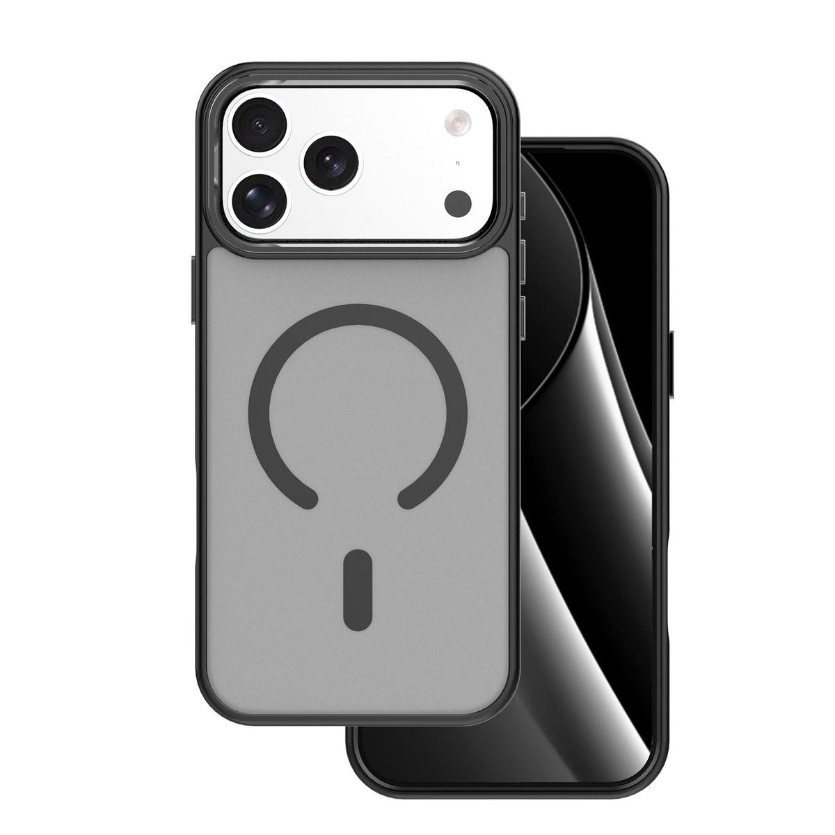 Frozen Mag apvalks iPhone 17 Pro Max 6,9" / 18 Pro Max 6,9" melnā krāsā ar atvērtu gredzenu