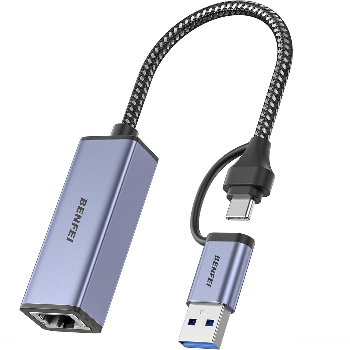 BENFEI adapteris USB A – USB C uz RJ45, USB 3.0, pelēks