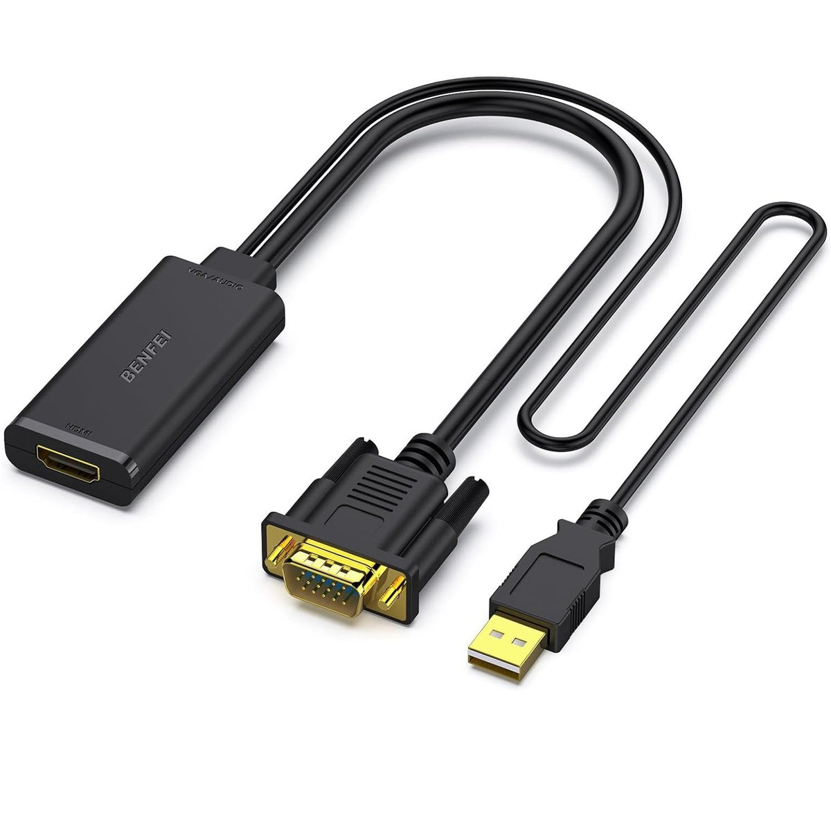BENFEI VGA–HDMI 1080P adapteris ar audio, melns