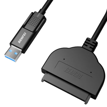 BENFEI USB-C–USB-A 3.0–SATA III kabelis 2,5 collu HDD un SSD diskiem, melns