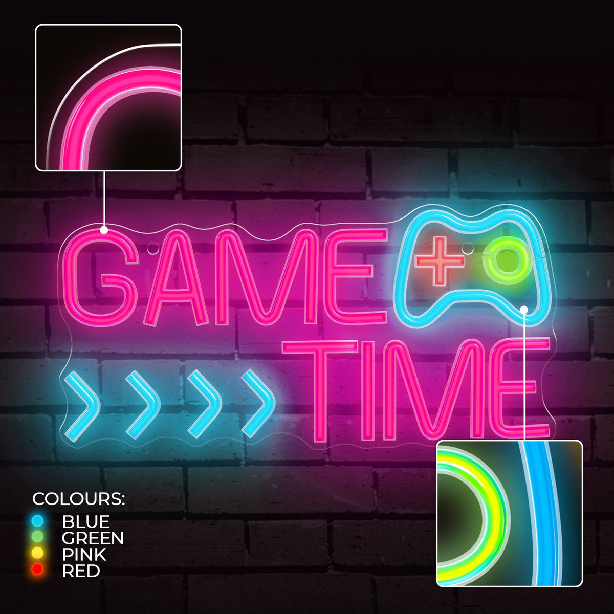 „Forever Light“ neona PLEXI LED „GAME TIME“ daudzkrāsains FPNE34