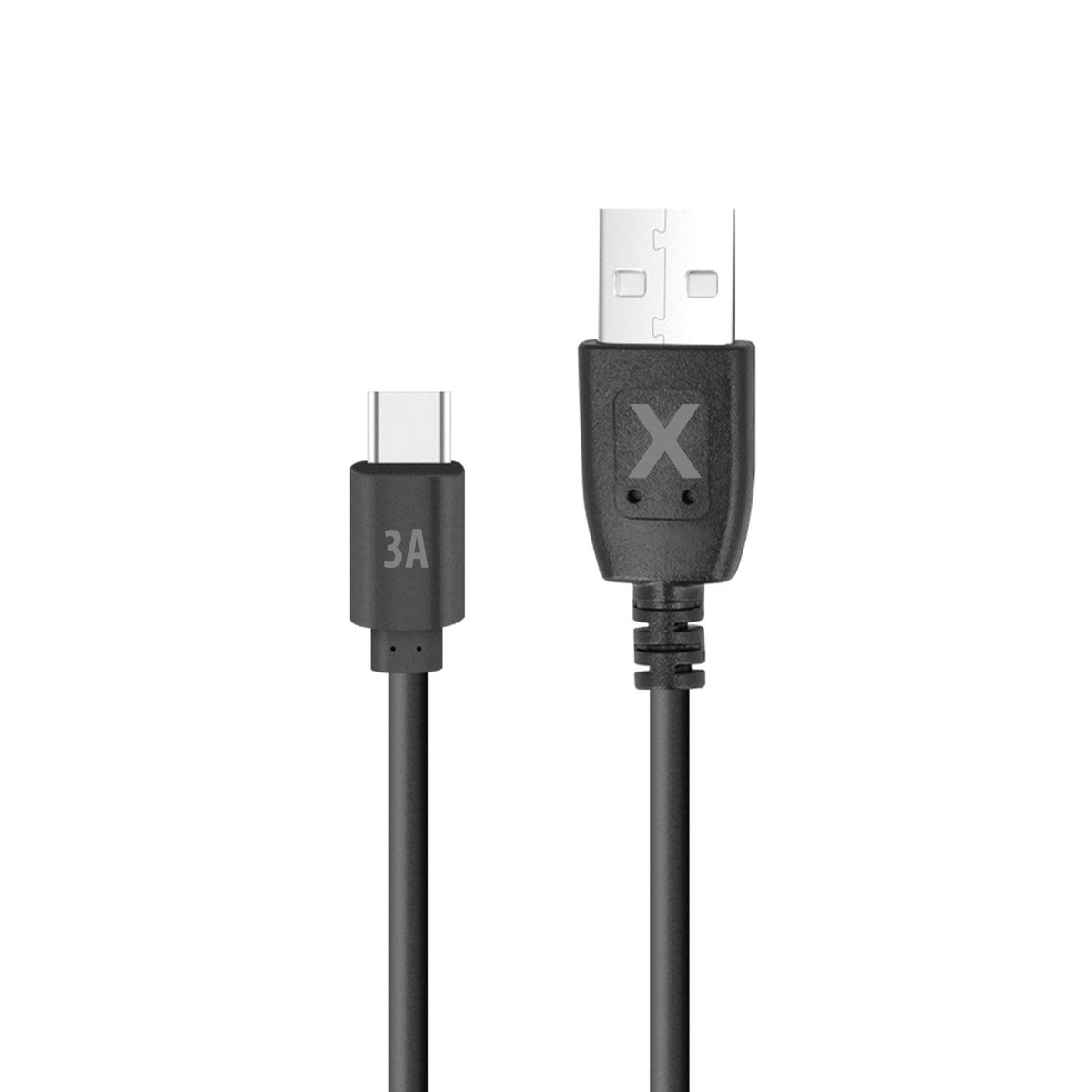 Maxlife USB–USB-C kabelis, 2,0 m, 3 A, melns