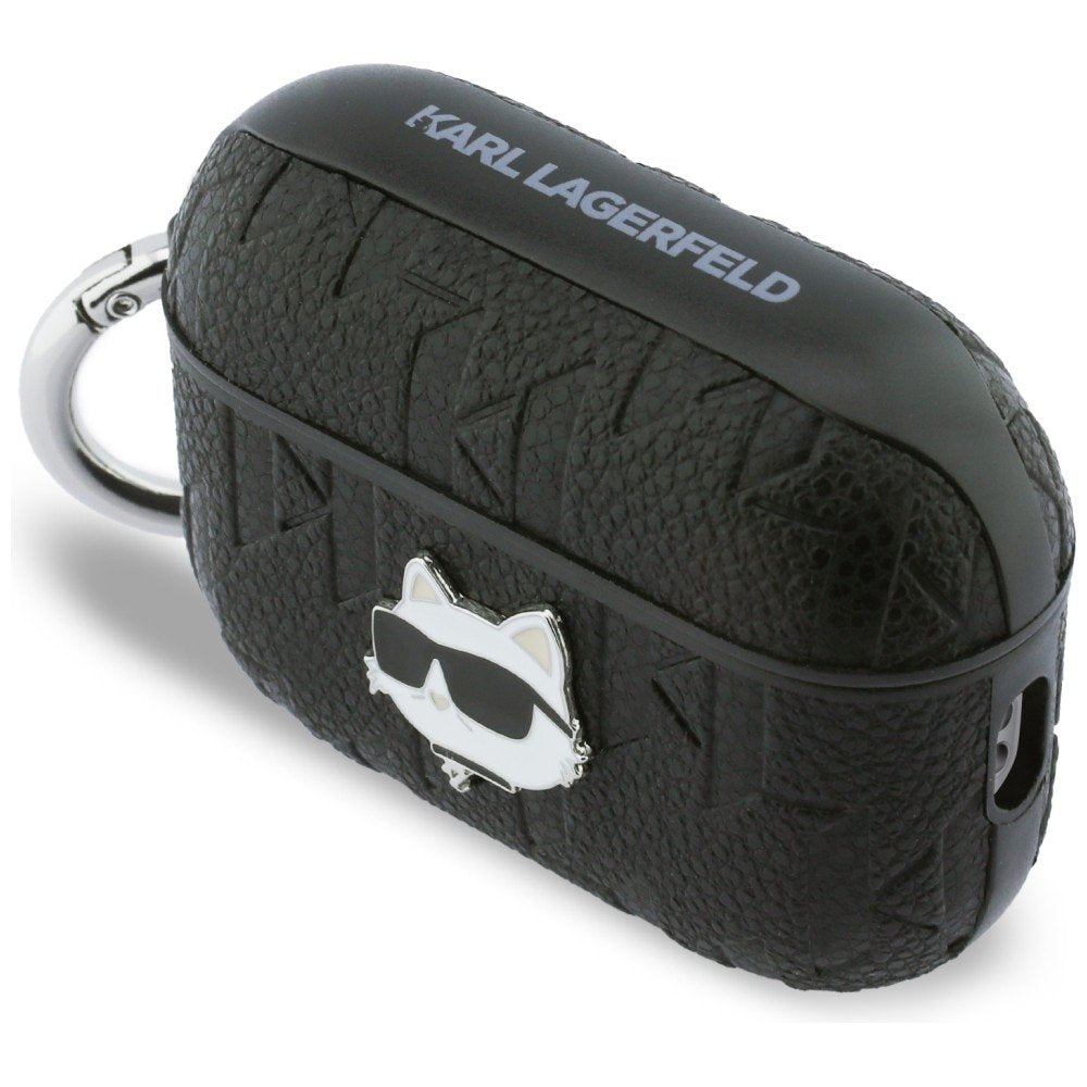 Karl Lagerfeld Monogram Choupette AirPods Pro 3 austiņu maciņš, melns