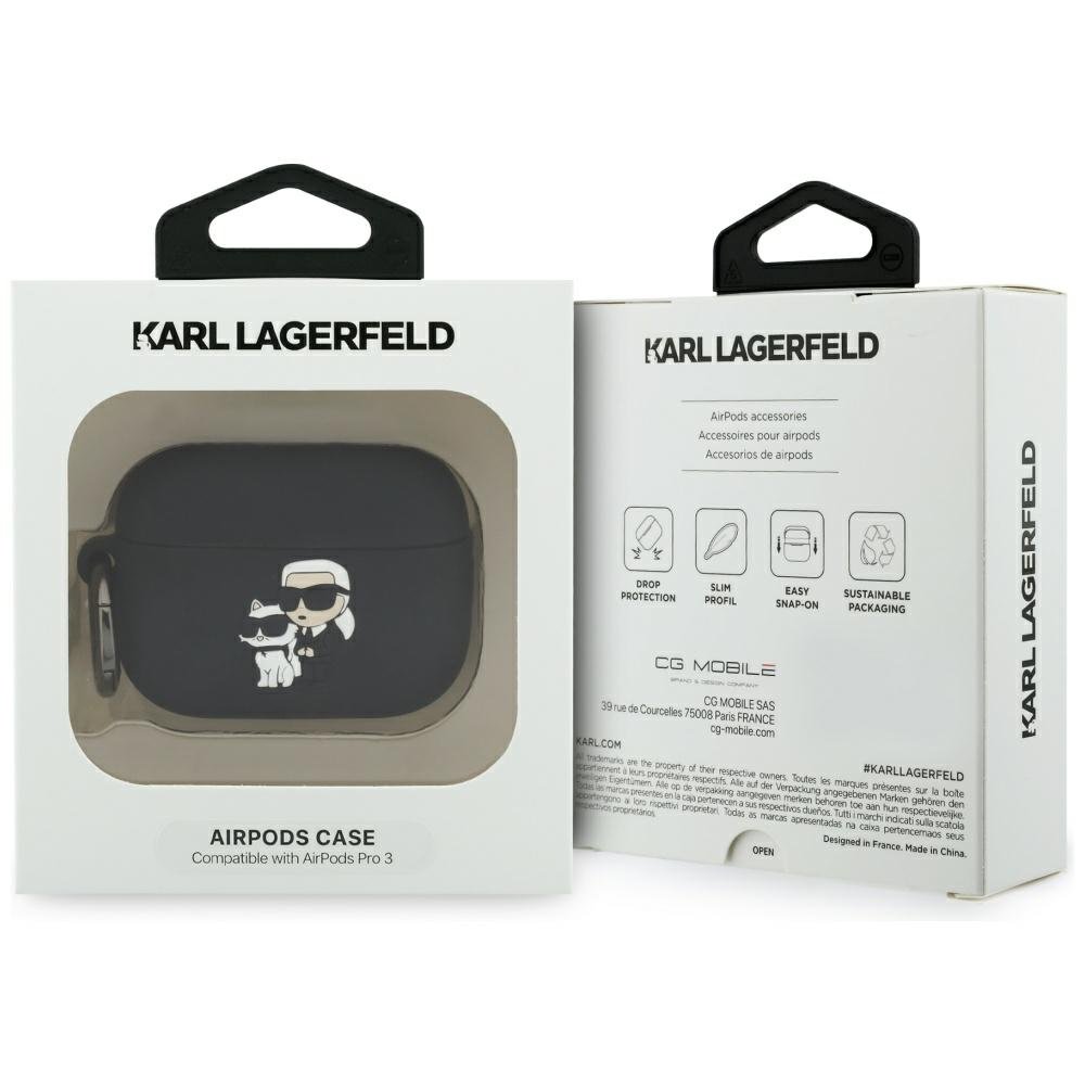Karl Lagerfeld silikona „Karl & Choupette“ AirPods Pro 3 austiņu maciņš, rozā