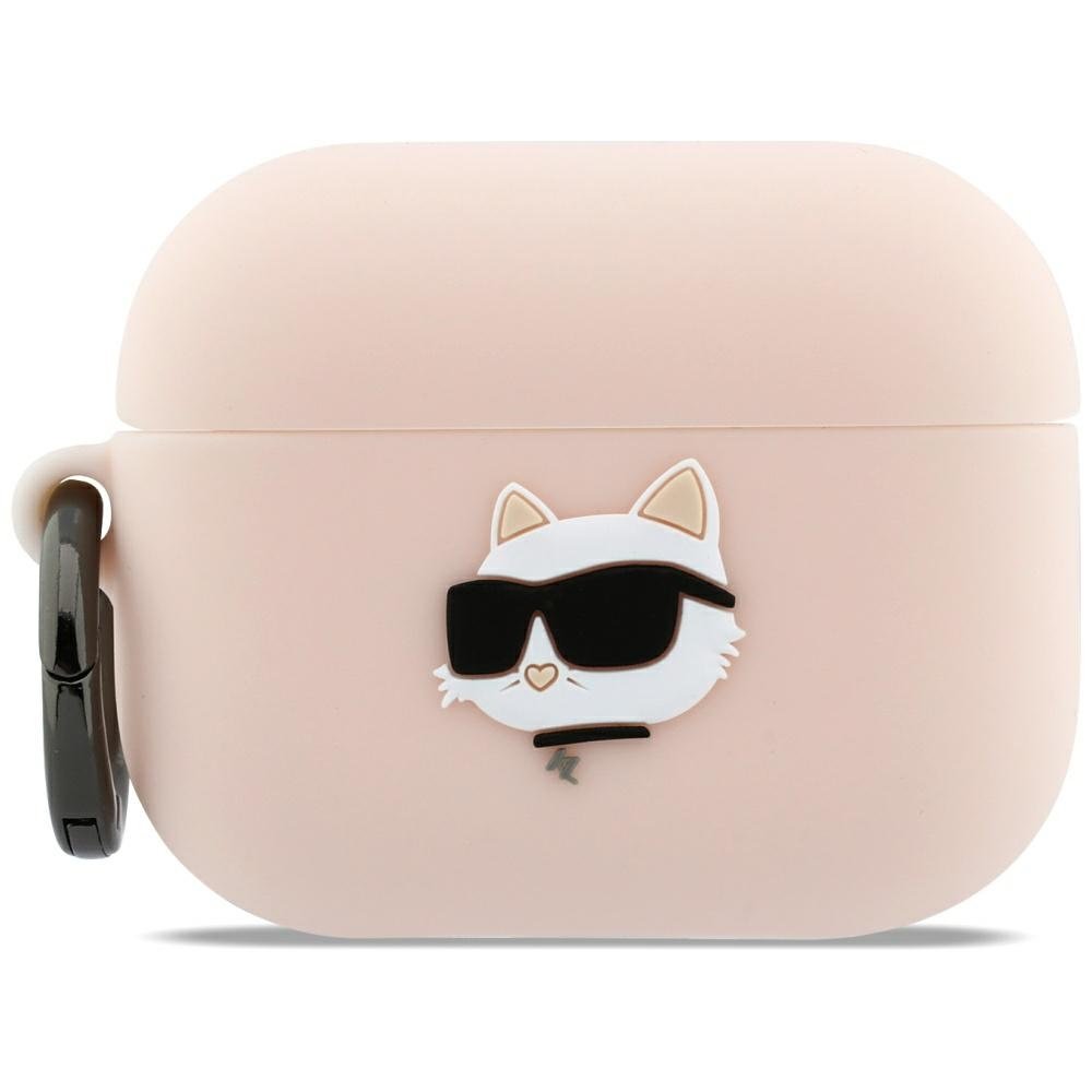 Karl Lagerfeld silikona „Chaupette Head“ 3D maciņš AirPods Pro 3, rozā