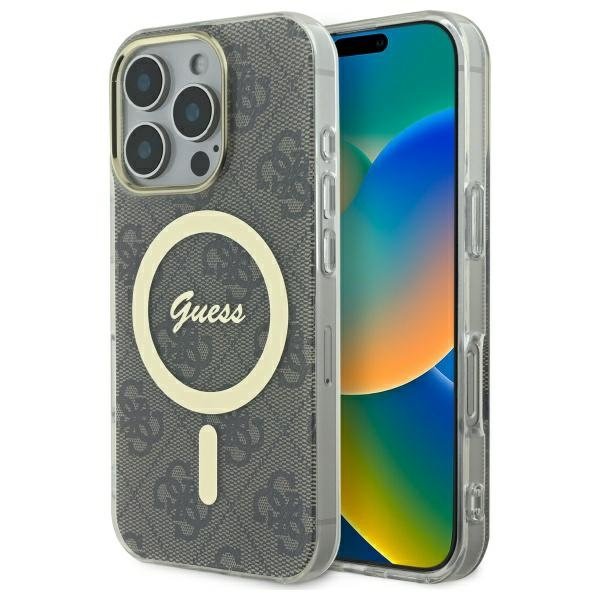 Guess GUHMP16LH4STW iPhone 16 Pro 6,3" brūns cietais vāciņš IML 4G MagSafe