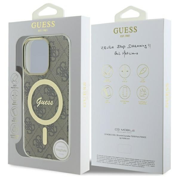 Guess GUHMP16LH4STW iPhone 16 Pro 6,3" brūns cietais vāciņš IML 4G MagSafe