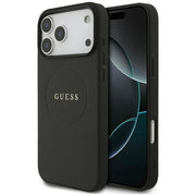 Guess grained Ring MagSafe vāciņš iPhone 17 Pro Max, melns