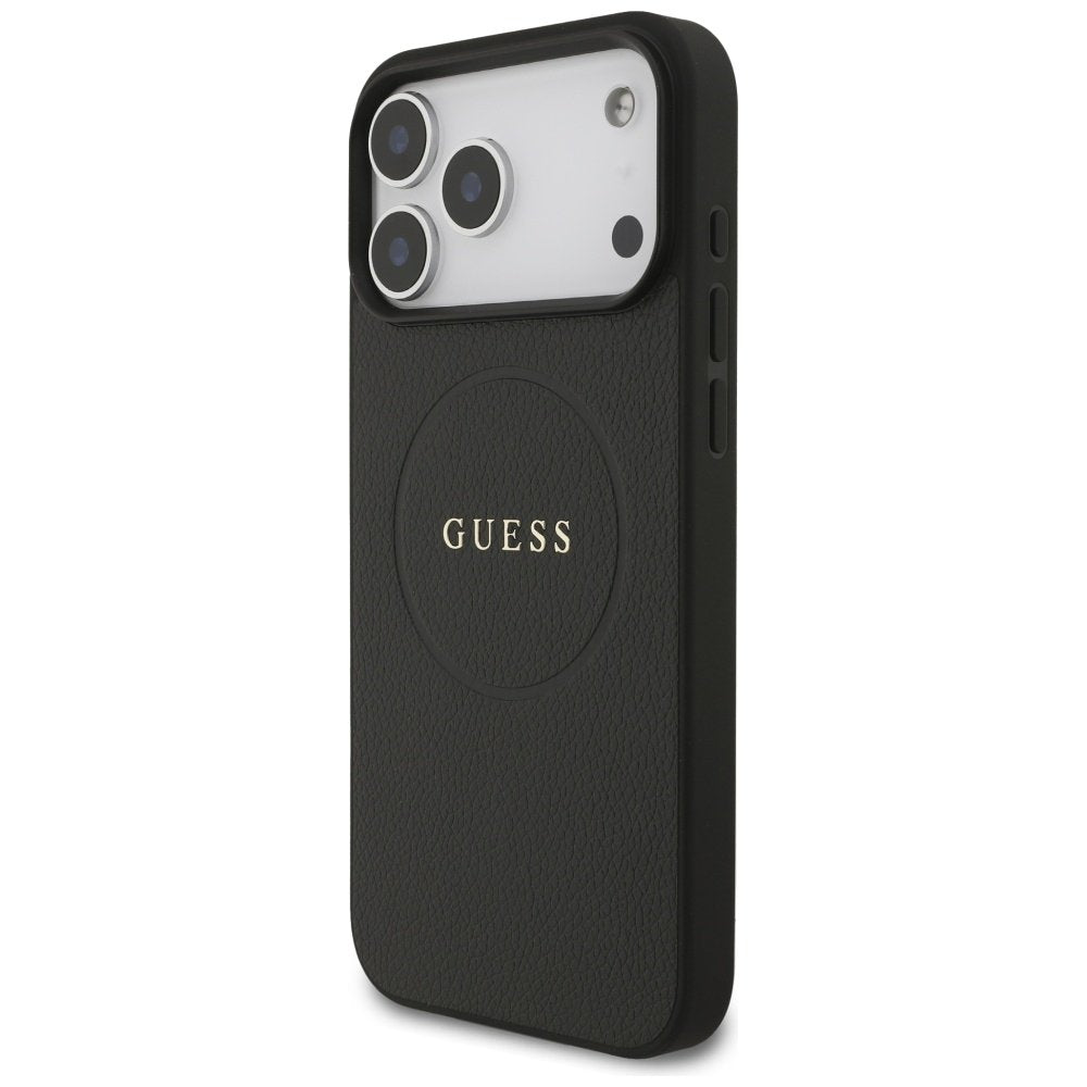 Guess grained Ring MagSafe vāciņš iPhone 17 Pro Max, melns