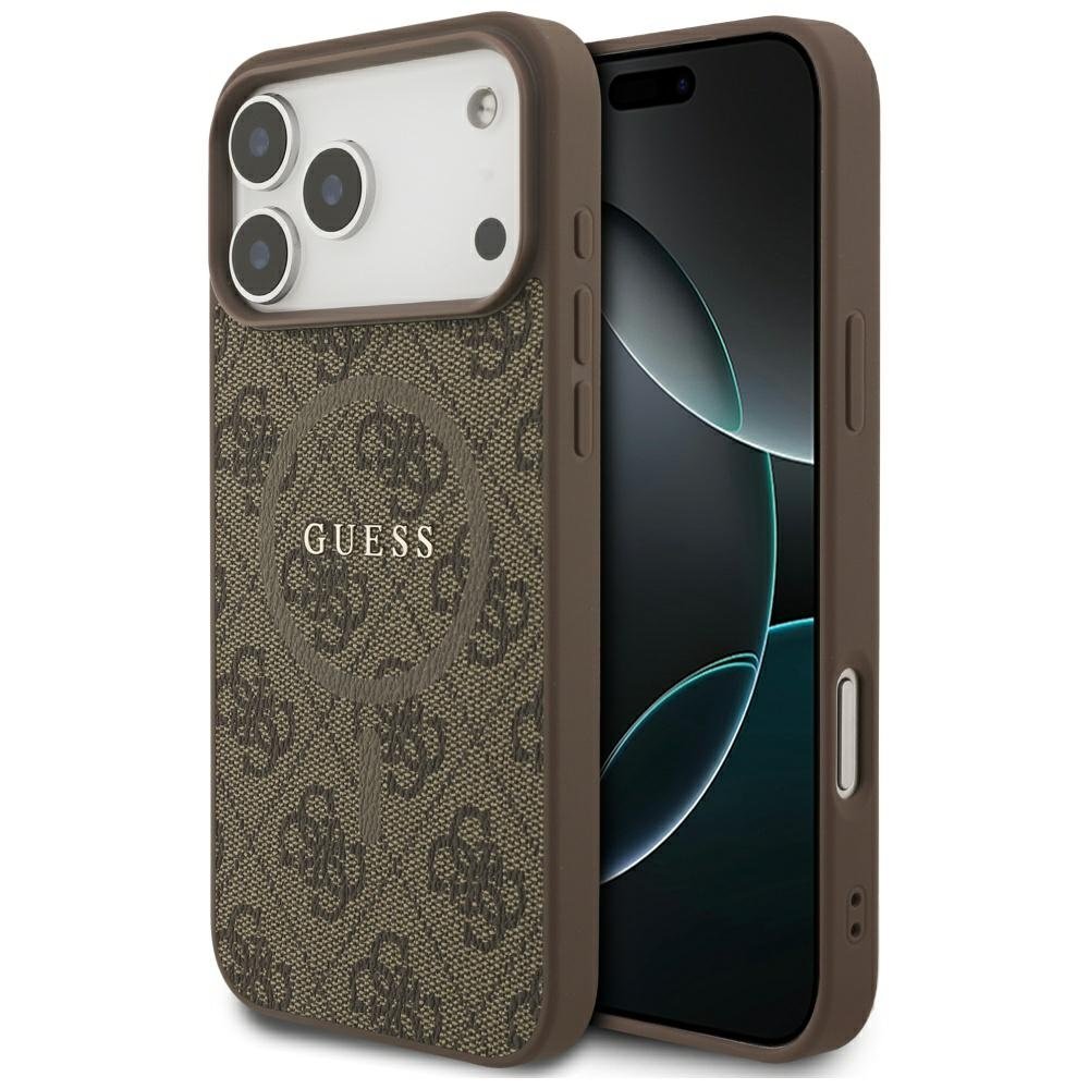 „Guess“ 4G Ring Classic Logo MagSafe vāciņš iPhone 17 Pro Max, brūns