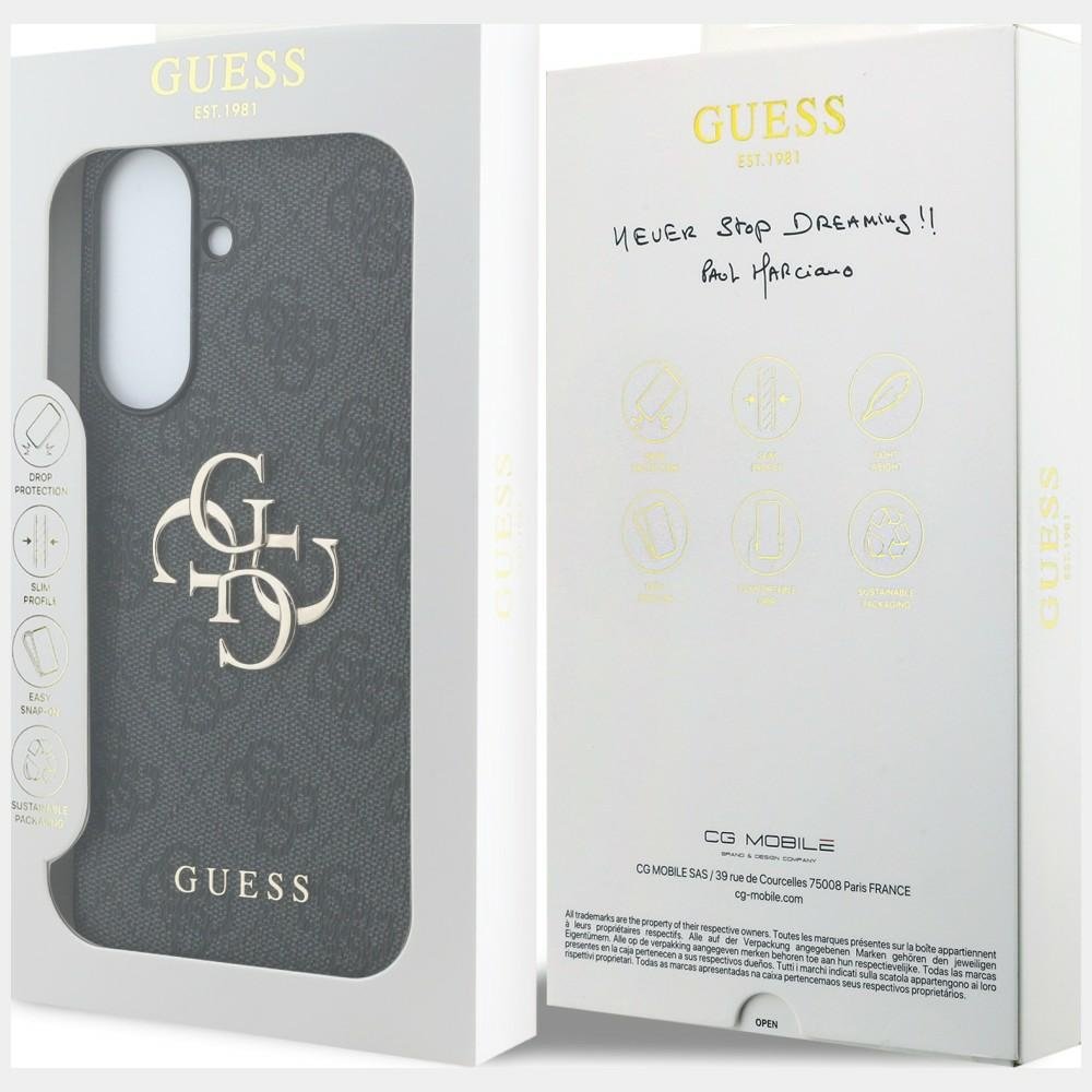 „Guess HC PU 4G“ vāciņš ar lielu metāla logotipu „Samsung Galaxy A57“ (melns)