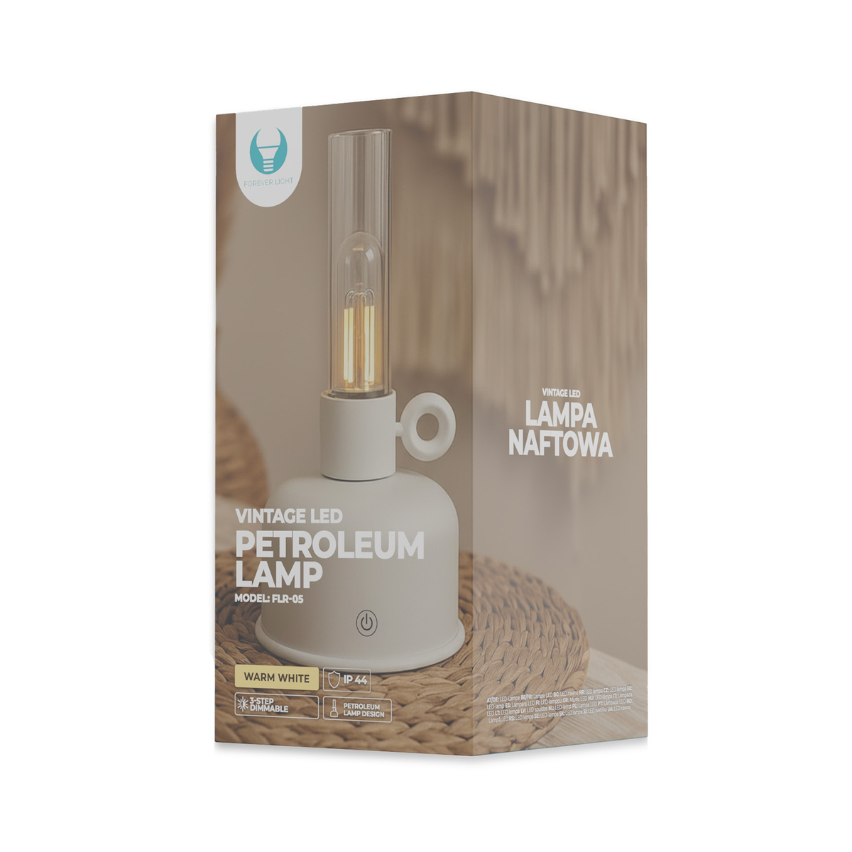 „Forever Light“ vintage stila naftas krāsas LED lampa FLR-05, gaiši smilškrāsā