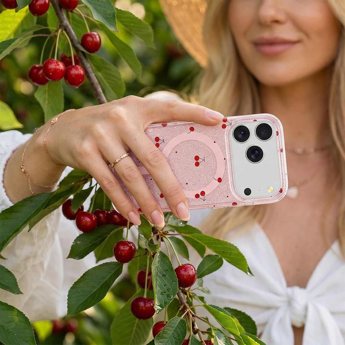„Cherry MagSafe“ vāciņš Samsung Galaxy S26 ar spīdumiem
