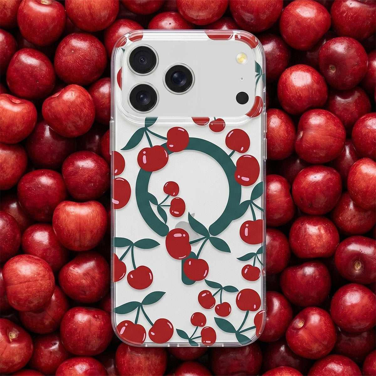 Cherry Mag apvalks iPhone 17 Pro 6,3" / 18 Pro 6,3" – caurspīdīgs