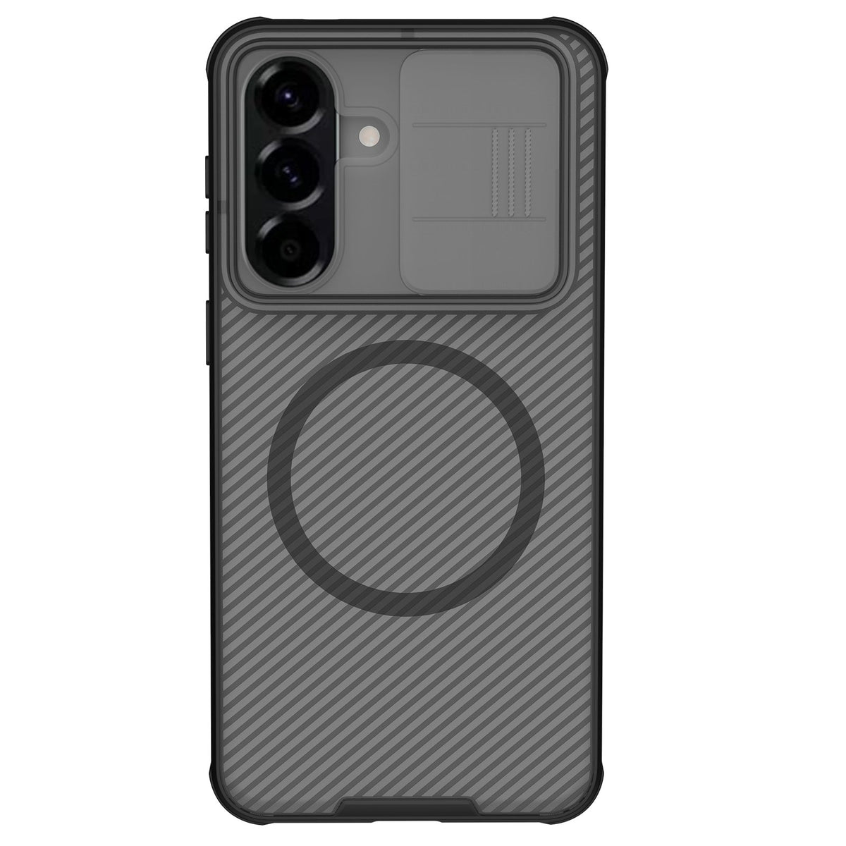 Nillkin CamShield Pro magnētiskais vāciņš Samsung Galaxy A57 5G, caurspīdīgs melns