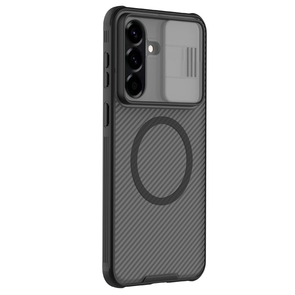 Nillkin CamShield Pro magnētiskais vāciņš Samsung Galaxy A57 5G, caurspīdīgs melns