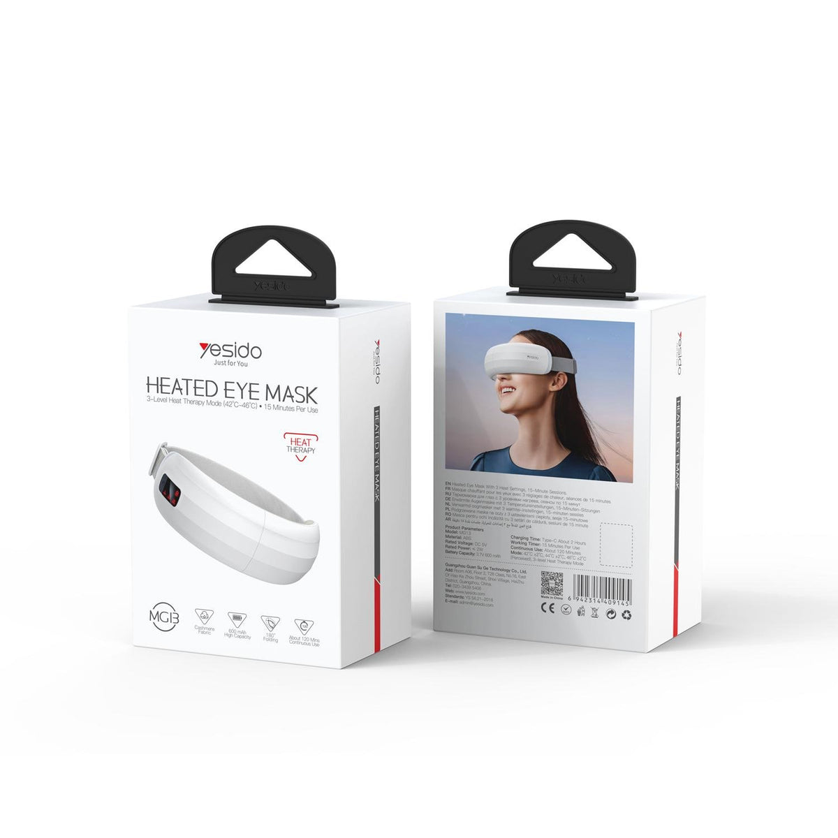 Yesido funkcionālais acu masieris MG13, balts, 600 mAh, 15 minūšu seansi