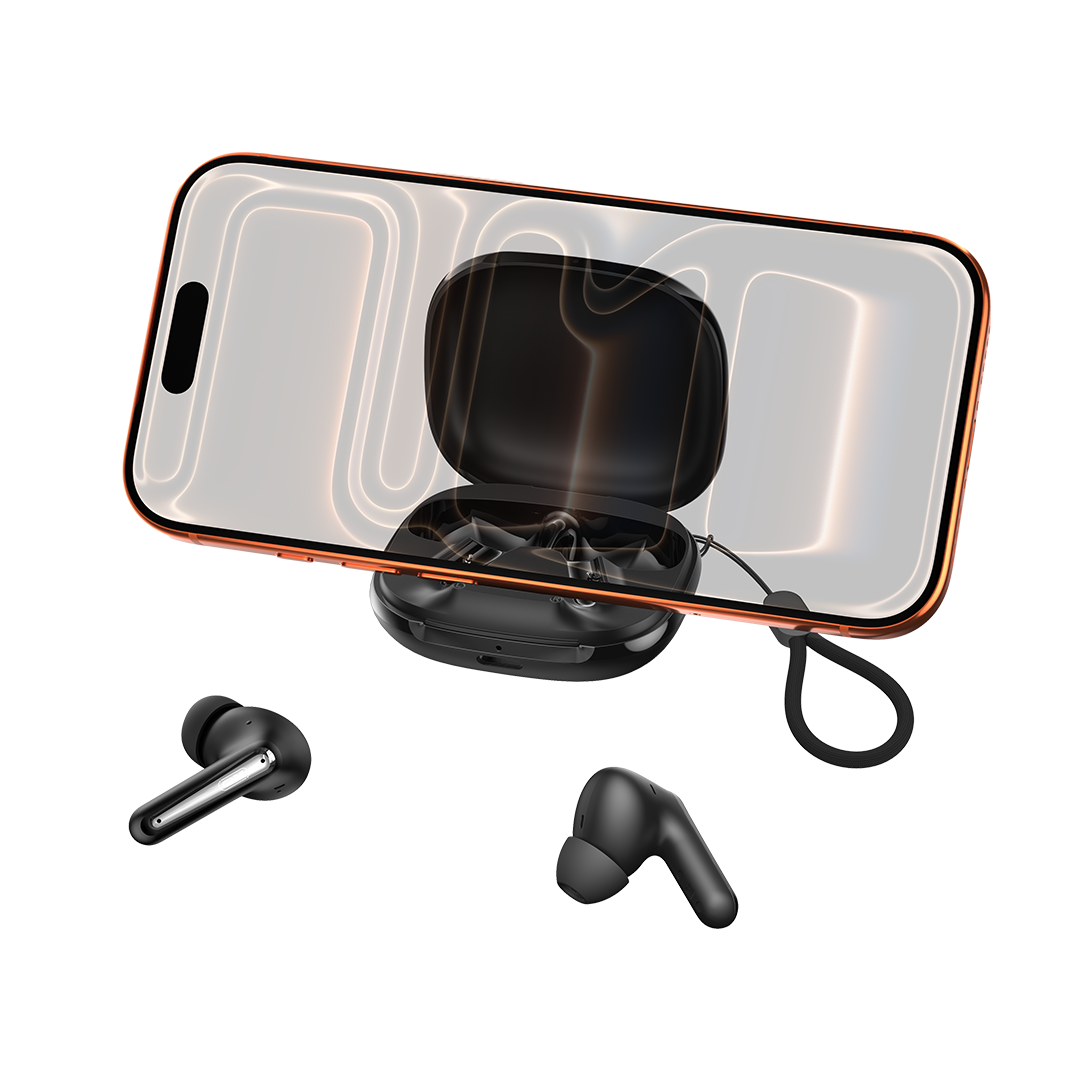 XO Bluetooth austiņas G53 TWS, melnas, ar ANC + ENC un statīvu