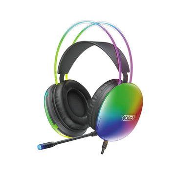XO vadu austiņas GE11 ar 3,5 mm spraudni – USB-A, melnas, ar RGB apgaismojumu un mikrofonu
