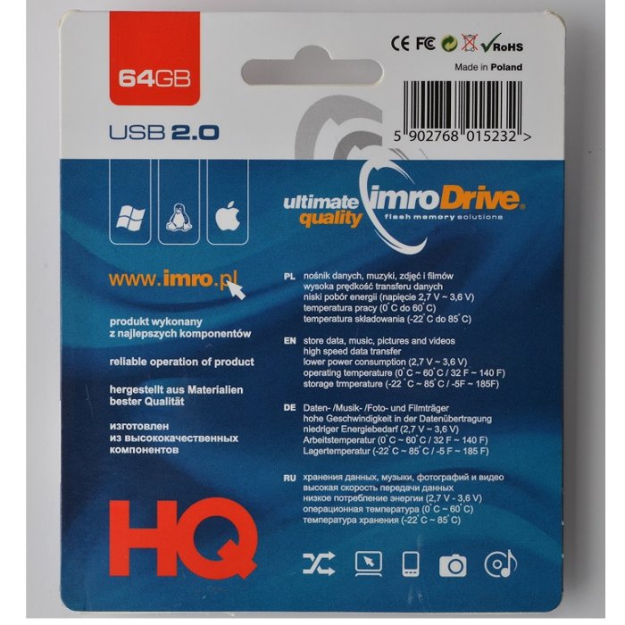 USB zibatmiņa Imro 64GB USB 2.0, melns