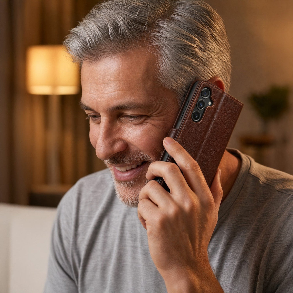 Smart Luxe ādas apvalks viedtālrunim Samsung Galaxy A17 4G / A17 5G / A26 5G / A18 5G, brūns