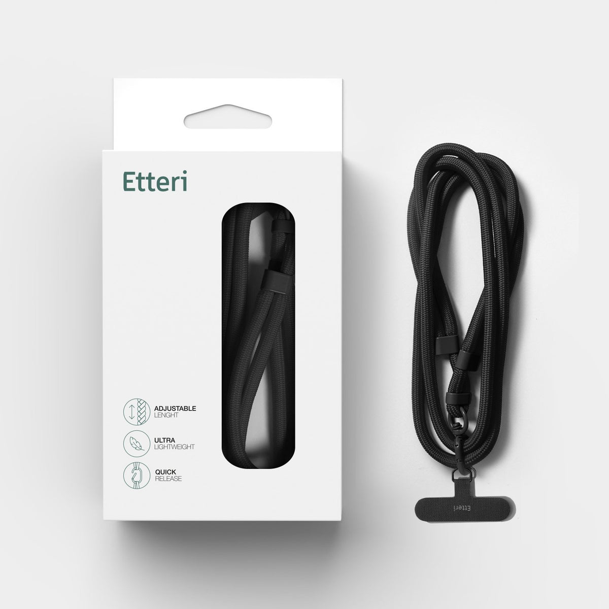 „Etteri“ universālā kakla aukla tālruņiem, melna