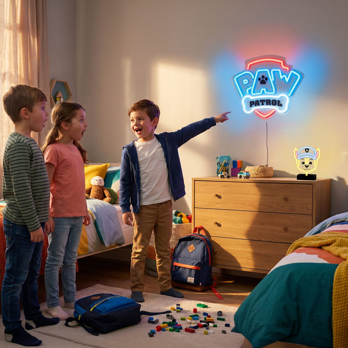 Hanging neona LED Paw Patrol on plexiglass - Logo OW-130146