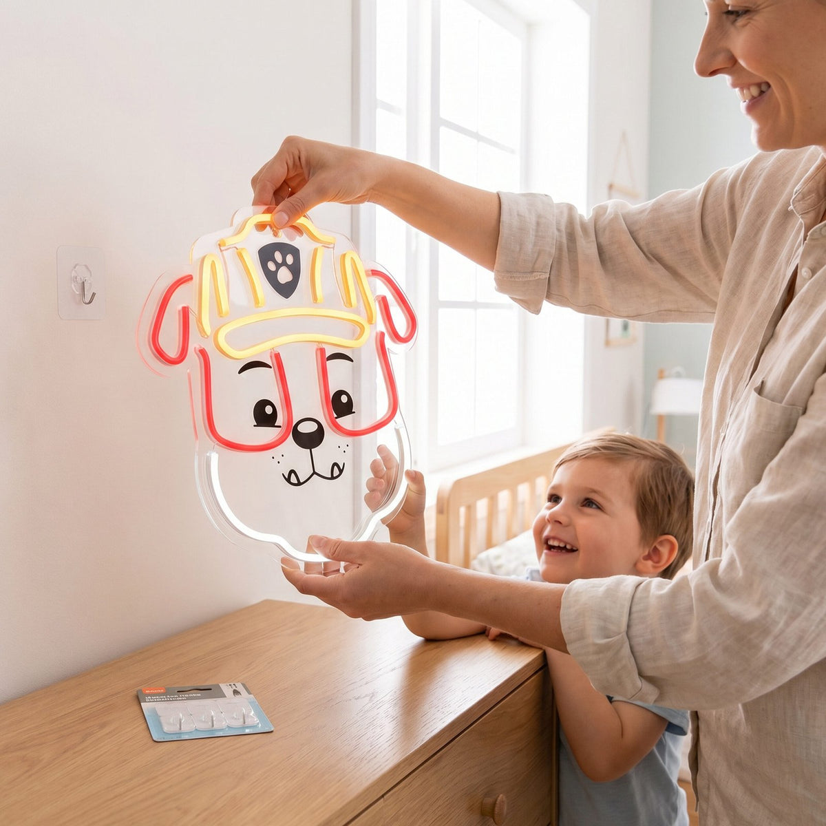 Hanging neona LED Paw Patrol on plexiglass - Rubble OW-130446