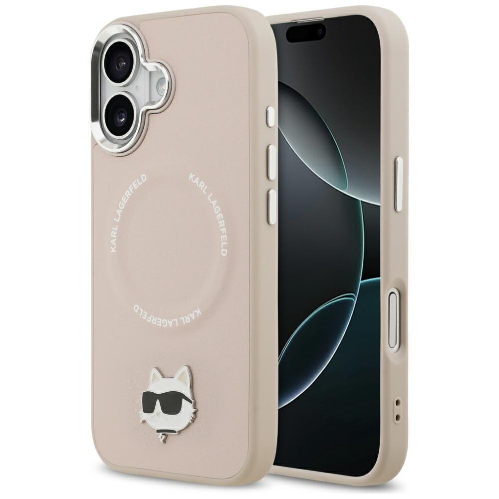 Karl Lagerfeld vāciņš iPhone 17 6,1" ar Choupette piespraudi un MagSafe, rozā