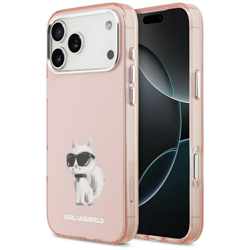 Karl Lagerfeld iPhone 17 Pro Max 6,9" apvalks, IML Aquarelle Choupette & Logo MagSafe, rozā