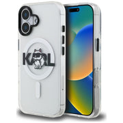 Karl Lagerfeld iPhone 17 6,1" apvalks ar IML tehnoloģiju, Choupette skices logotips, MagSafe, caurspīdīgs