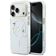 Karl Lagerfeld vāciņš iPhone 17 Pro 6,3" IML Choupettes Karl Script Logo MagSafe caurspīdīgs