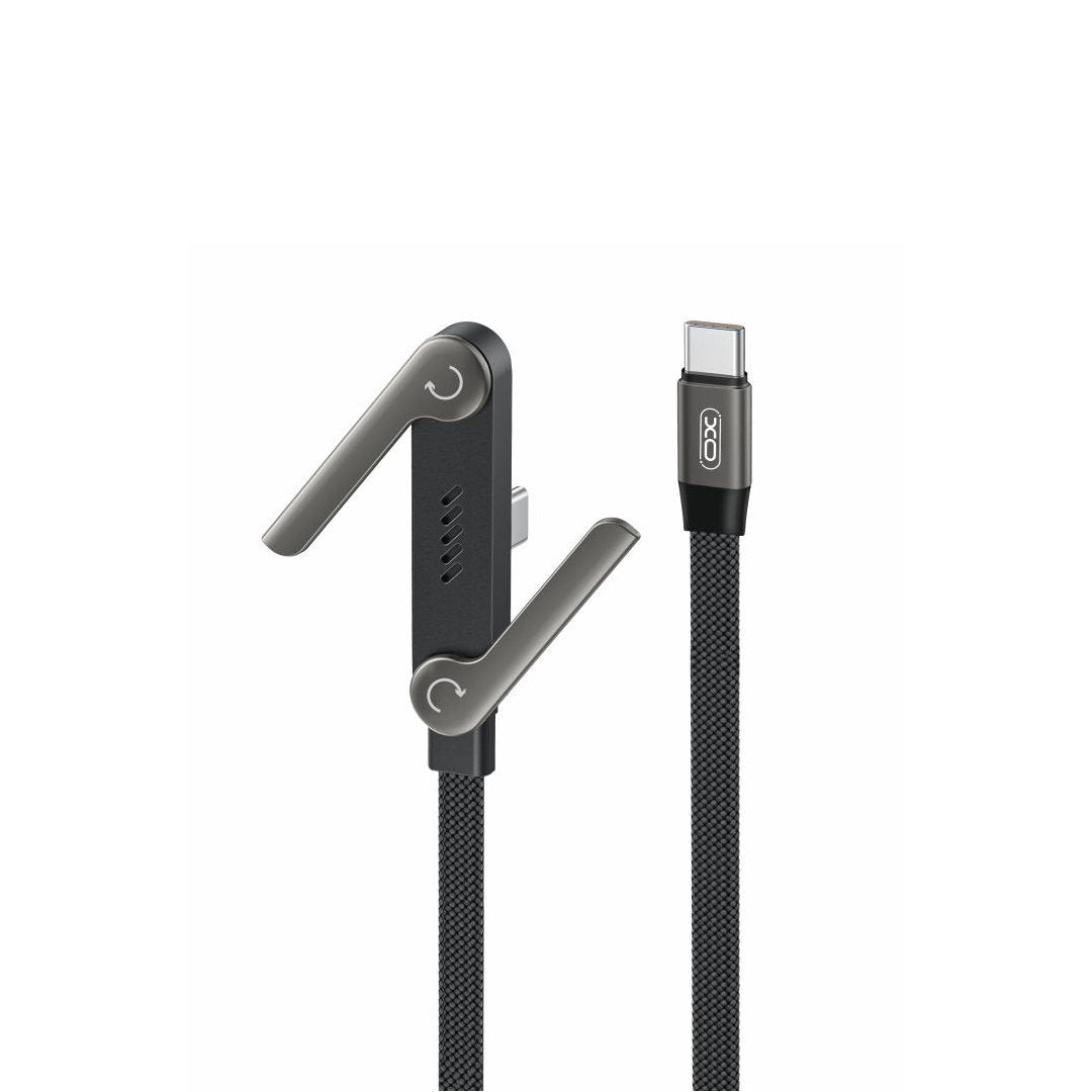 XO kabelis NB-Q311 PD USB-C – USB-C, 1,5 m, 240 W, melns, plakans, ar pamatni